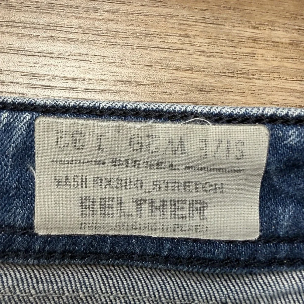 Diesel Belther Jeans Men 29x32 Blue Slim Tapered Stretch Medium Wash Faded RX380